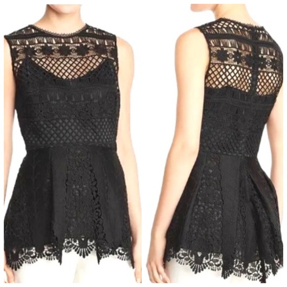 Elie Tahari Alessandra Black Lace Top Size 4 - Picture 1 of 14